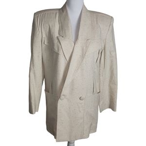 Naturelle George Georgiou Tan Beige 100% Silk Blazer Sz XS Western Style Jacket